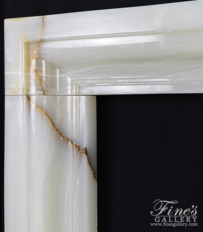 Marble Fireplaces  - Contemporary Carved Onyx Fireplace Mantel Surround - MFP-2518